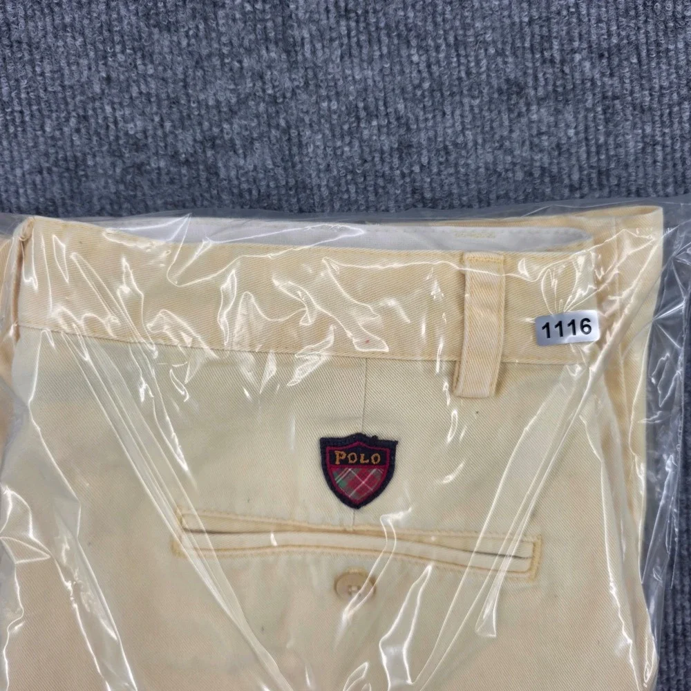 Polo Golf Ralph Lauren Mens 31 Pleated Shorts Pale Yellow Cotton Twill Classic